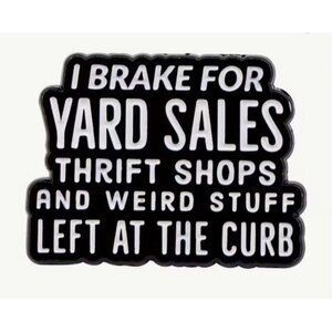 YARD SALES THRIFTING Backpack Lapel Enamel Pin NEW